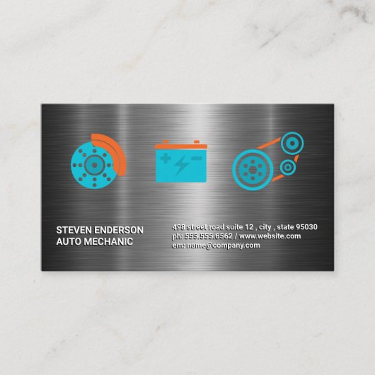 Auto Parts Services | Metallic Industrial Visitekaartje (Voorkant)