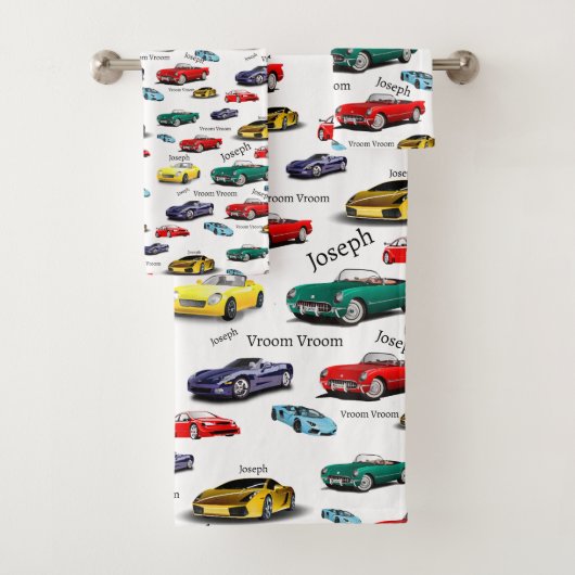 Auto patroon multi-gekleurde voertuigen auto's aut bad handdoek (Insitu)