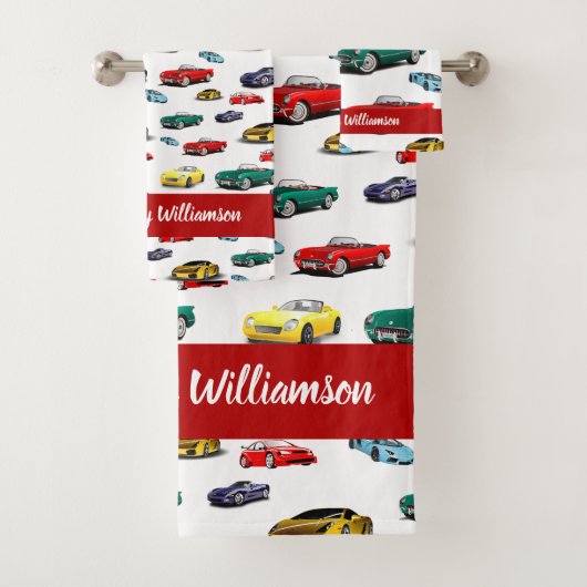 Auto patroon multi-kleurige voertuigen auto's auto bad handdoek (Insitu)