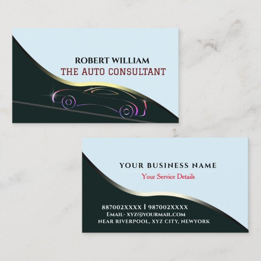 Auto Persoonlijke auto Raadpleging auto-logo Visitekaartje (Voorkant / Achterkant)