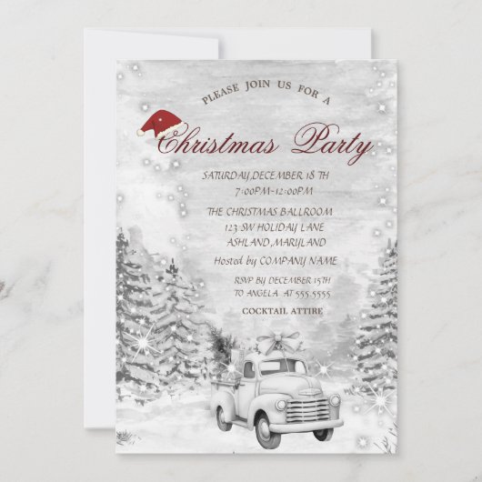 Auto Pine Tree Sneeuw Bos Kerstmis Kaart (Voorkant)