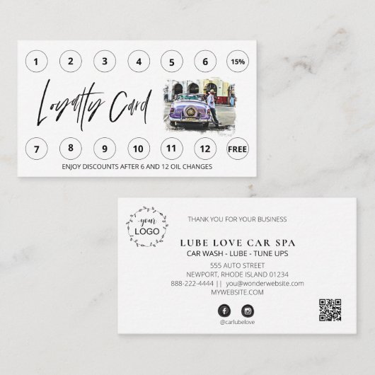 *~* Auto QR Lube Car Wash - LOGO beloningen Dank u Klantenkaartje (Voorkant / Achterkant)