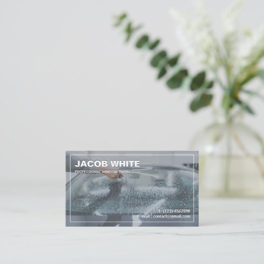 Auto Raam Tint Visitekaartje (Staand voorkant)