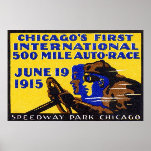 Auto Race 1915 uit Chicago Poster (Voorkant)
