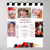 Auto Race Baby 1e Verjaardag Mijlpaal teken Poster (Voorkant)