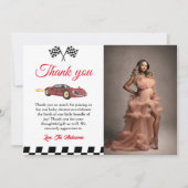 Auto Race Baby shower Dank u kaart (Voorkant)