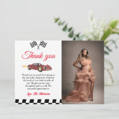 Auto Race Baby shower Dank u kaart (Staand voorkant)