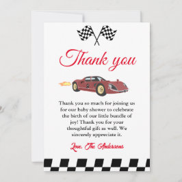 Auto Race Baby shower Dank u kaart