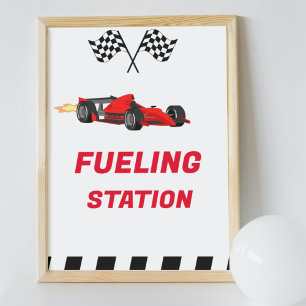 Auto Race Growing Up Twee Snelle Brandstof Station Poster