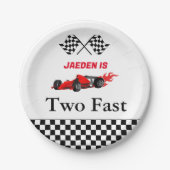 Auto race jongen 2e verjaardagsfeest papieren bordje (Voorkant)