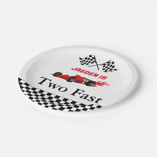 Auto race jongen 2e verjaardagsfeest papieren bordje (Gekanteld)