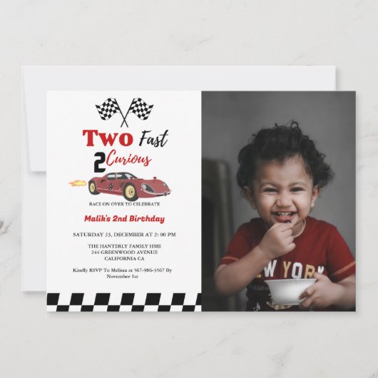 Auto race Twee snel 2 nieuwsgierig jongen 2e verja Kaart (Voorkant)