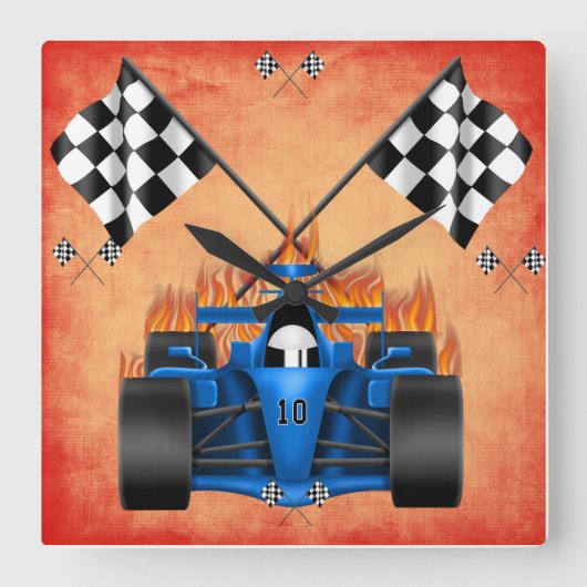 Auto-raceklok Vierkante Klok (Voorkant)