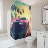 Auto racen voertuig stad lucht douchegordijn (In situ)