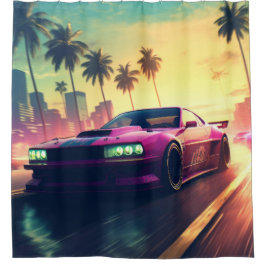 Auto racen voertuig stad lucht douchegordijn