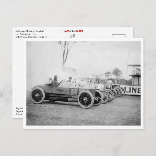 Auto Races bij Benning, Md. Briefkaart (Voorkant / Achterkant)