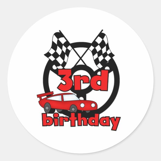 Auto Racing 3e Verjaardag Ronde Sticker (Voorkant)