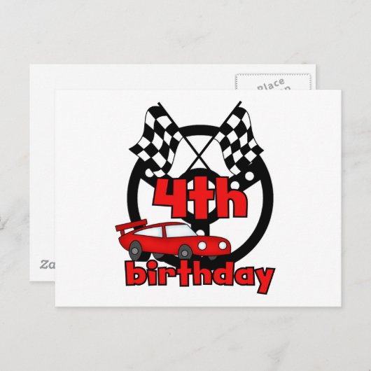 Auto Racing 4e Verjaardag Tshirts en geschenken Briefkaart (Voorkant / Achterkant)