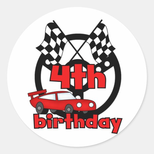 Auto Racing 4e Verjaardag Tshirts en geschenken Ronde Sticker (Voorkant)
