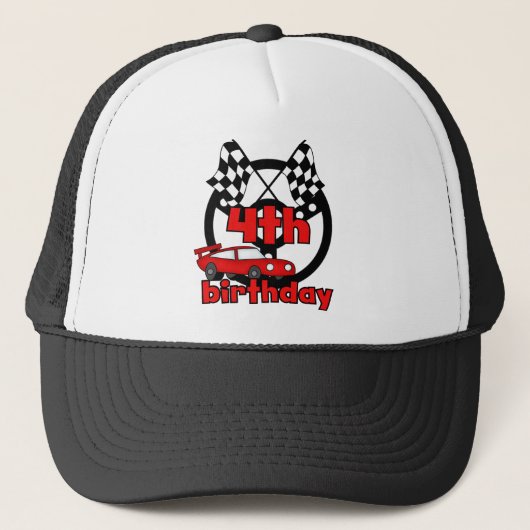 Auto Racing 4e Verjaardag Tshirts en geschenken Trucker Pet (Voorkant)