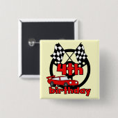 Auto Racing 4e Verjaardag Tshirts en geschenken Vierkante Button 5,1 Cm (Voorkant /achterkant)