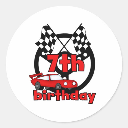 Auto Racing 7e verjaardag Ronde Sticker (Voorkant)