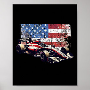  Auto Racing Auto Amerikaanse vlag 4 juli Poster