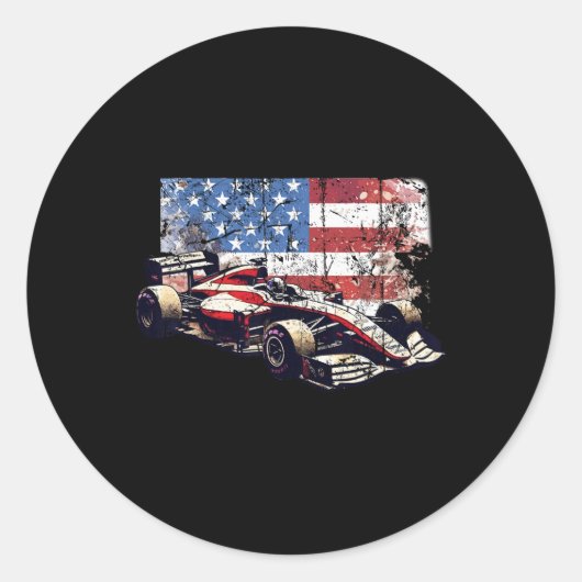  Auto Racing Auto Amerikaanse vlag 4 juli Ronde Sticker (Voorkant)