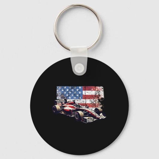  Auto Racing Auto Amerikaanse vlag 4 juli Sleutelhanger (Voorkant)
