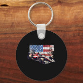  Auto Racing Auto Amerikaanse vlag 4 juli Sleutelhanger (Voorkant)