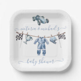 Auto Racing Boy Baby shower Papieren Bordje