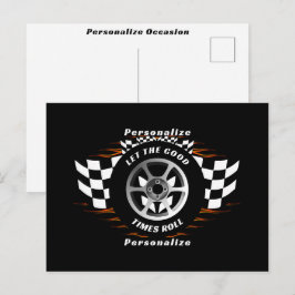 Auto Racing Geruite Vlag Cadeaubeeld voor Iedere G Feestdagenkaart
