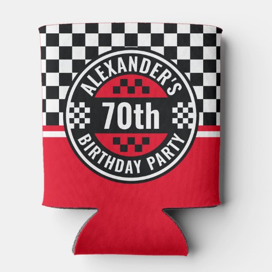 Auto Racing Geruite Vlag Verjaardagsfeest Blikjeskoeler (Achterkant)