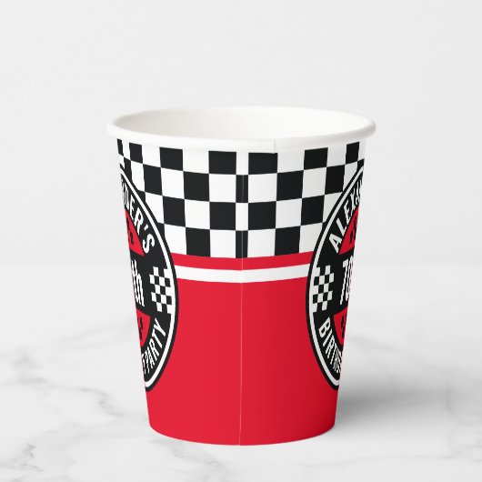 Auto Racing Geruite Vlag Verjaardagsfeest Papieren Bekers (Rechts)