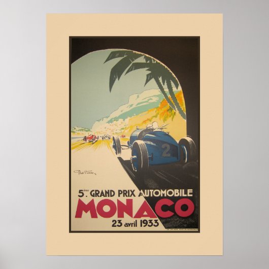 Auto Racing Grand Prix Monaco 1933 Poster (Voorkant)