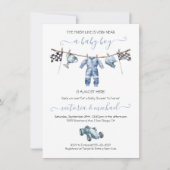 Auto Racing Jongen Clothesline Baby shower Kaart (Voorkant)
