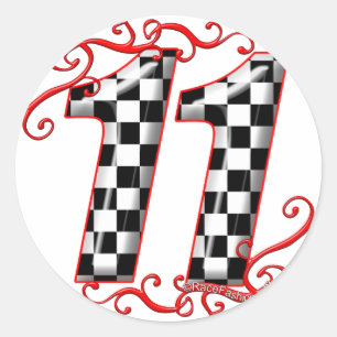 Auto Racing Nummer 11 Ronde Sticker