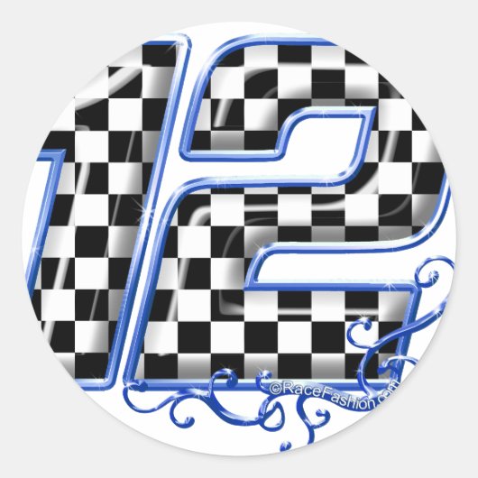Auto Racing Nummer 12 Blauw Ronde Sticker (Voorkant)