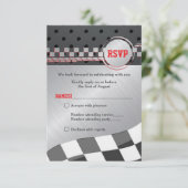 Auto Racing Racecar Bar Mitzvah Reageer Kaart (Staand voorkant)