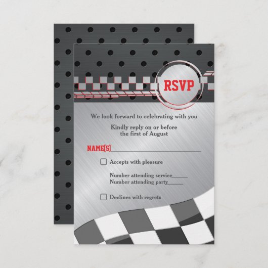 Auto Racing Racecar Bar Mitzvah Reageer Kaart (Voorkant / Achterkant)