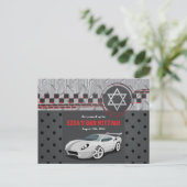 Auto Racing Racecar Bar Mitzvah Save the Date Briefkaart (Staand voorkant)