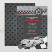 Auto Racing Racecar Bar Mitzvah Uitnodiging (Voorkant / Achterkant)