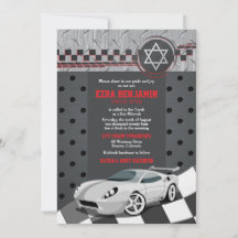 Auto Racing Racecar Bar Mitzvah Uitnodiging