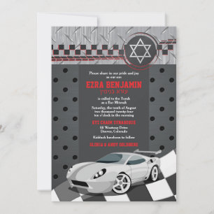 Auto Racing Racecar Bar Mitzvah Uitnodiging
