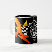 Auto Racing Team Checkered Vlag Sport Ontwerp Cool Tweekleurige Koffiemok (Voorkant links)