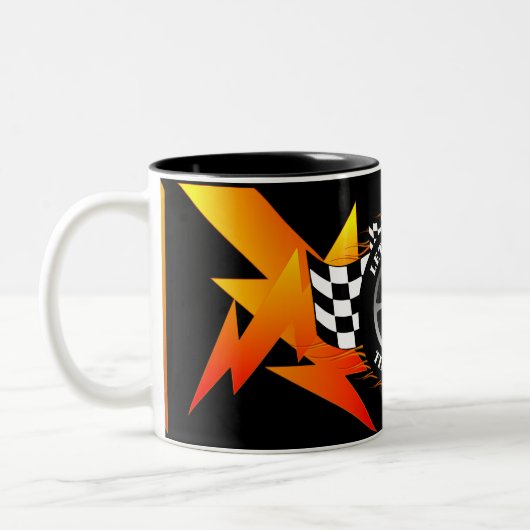 Auto Racing Team Checkered Vlag Sport Ontwerp Cool Tweekleurige Koffiemok (Links)