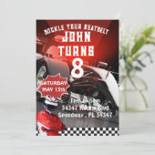 Auto Racing thema bewerkbare verjaardagsuitnodigin Kaart (Staand voorkant)