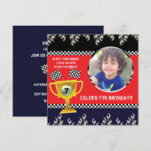 Auto Racing Trofee Verjaardagsfeestje Foto Uitnodi Kaart (Voorkant / Achterkant)