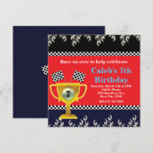 Auto Racing Trophy & Race Flags Party Uitnodiginge Kaart (Voorkant / Achterkant)