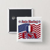 Auto Racing USA Vierkante Button 5,1 Cm (Voorkant /achterkant)